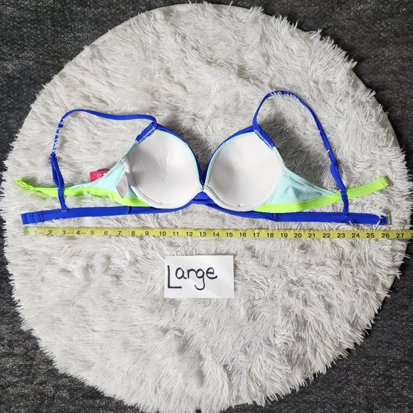 Green and Blue Colorblock Push-Up Cheeky Bikini Set - Picture 12 of 16